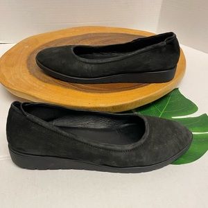 Eileen Fisher Black Suede Mini Wedge Flats